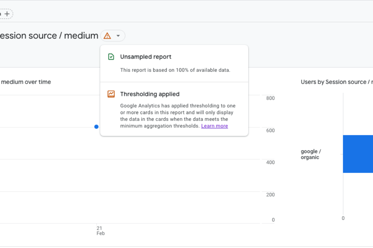 Fix Thresholding Applied Message in Google Analytics 4